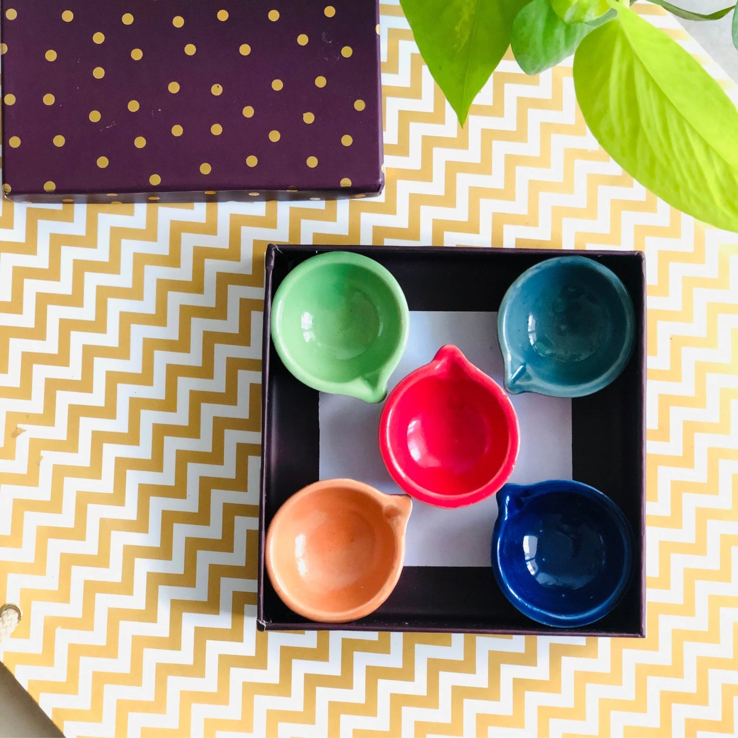 Set of six - Arteclay Ceramic Colorful Diya