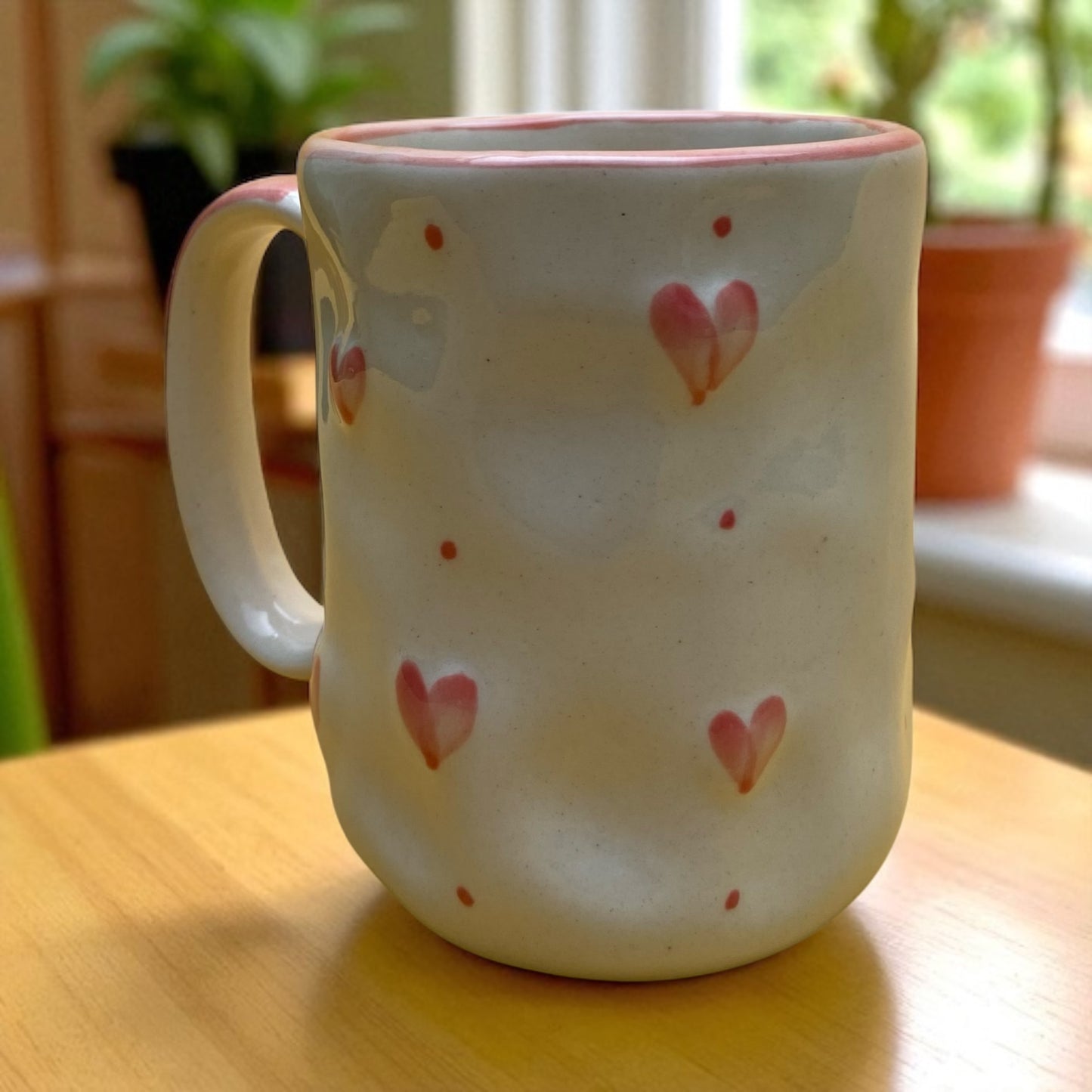Tall Blush Heart Mug – Romantic Design – (450ml)