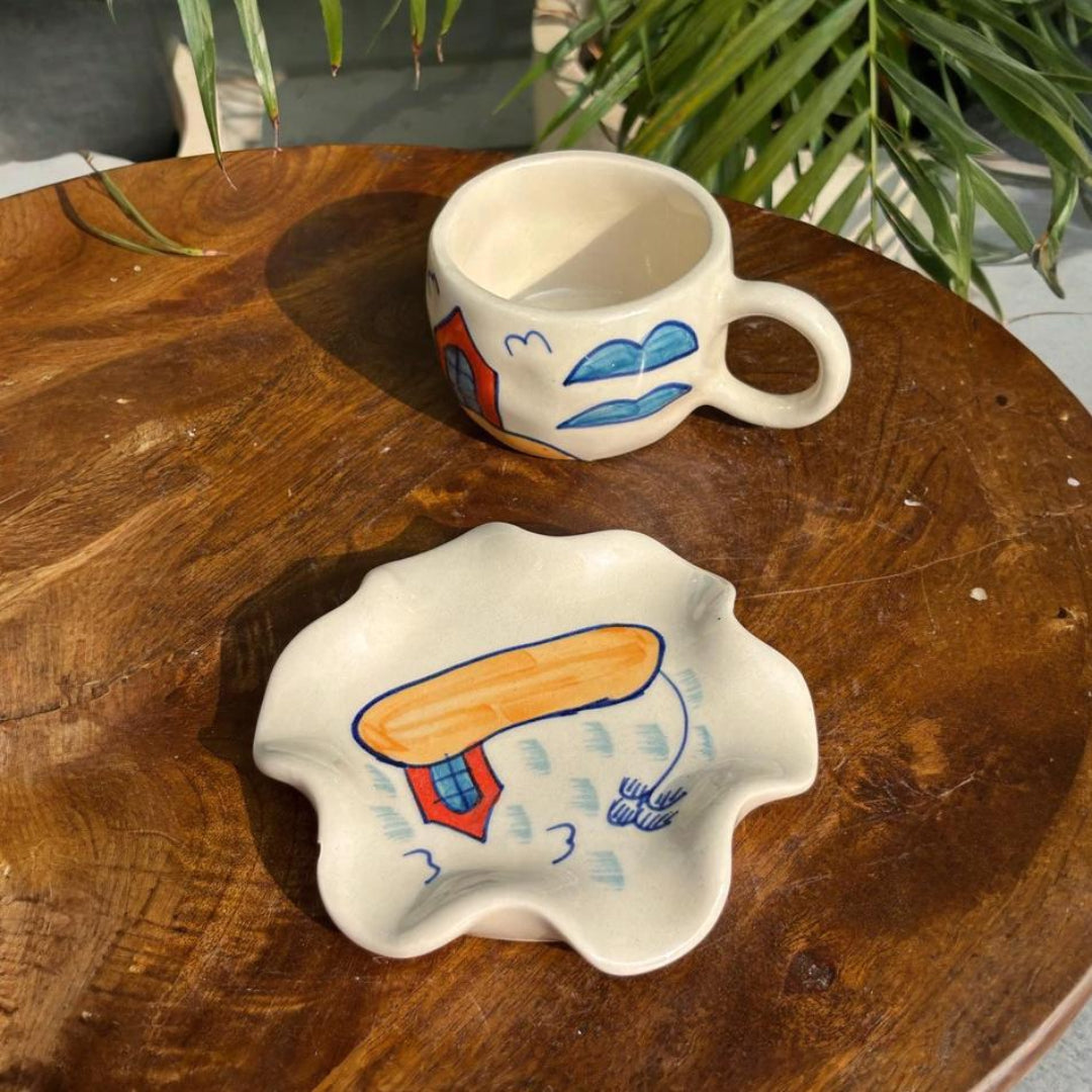 ARTECLAY Hand-Crafted Village Mug With Saucer✨