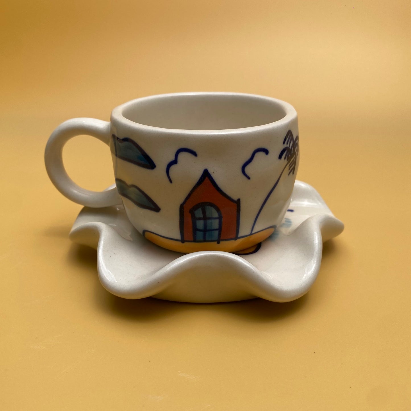 ARTECLAY Hand-Crafted Village Mug With Saucer✨