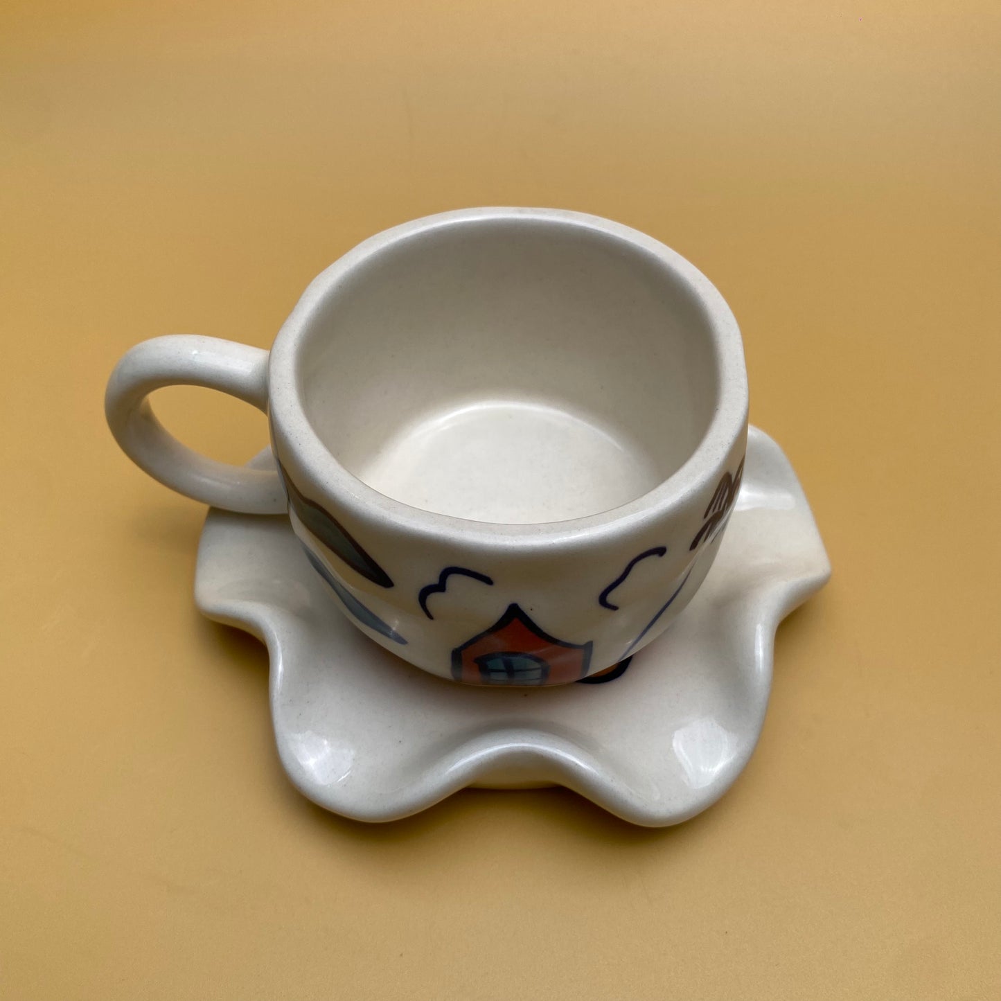 ARTECLAY Hand-Crafted Village Mug With Saucer✨