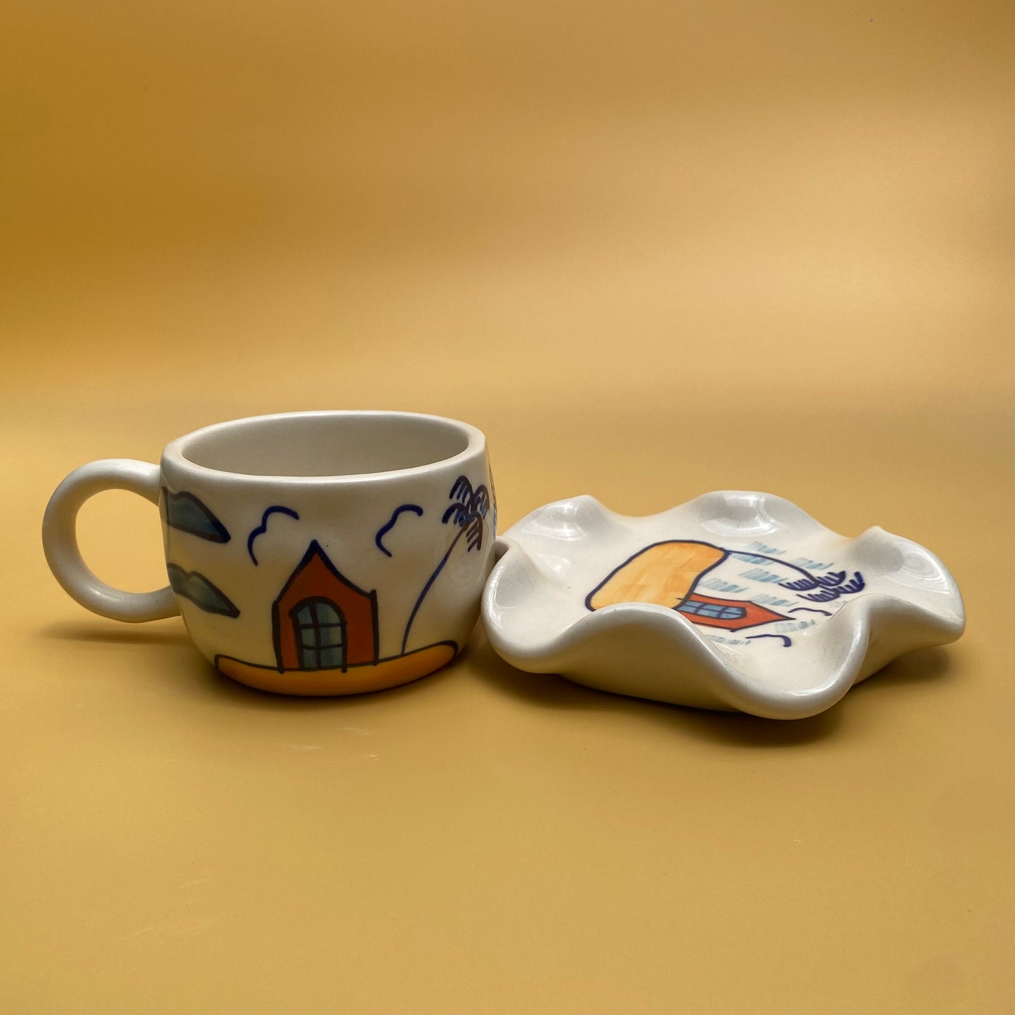 ARTECLAY Hand-Crafted Village Mug With Saucer✨