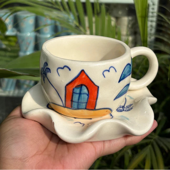 ARTECLAY Hand-Crafted Village Mug With Saucer✨