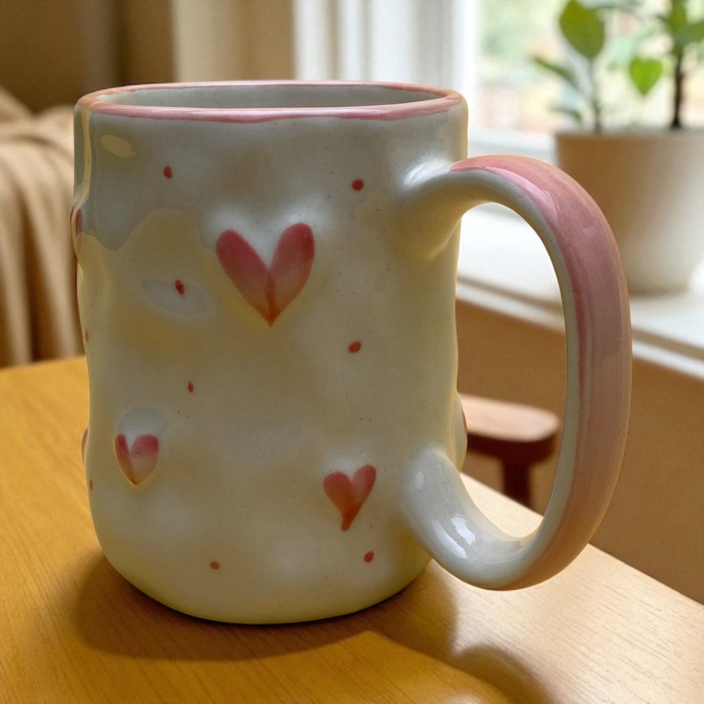 Tall Blush Heart Mug – Romantic Design – (450ml)