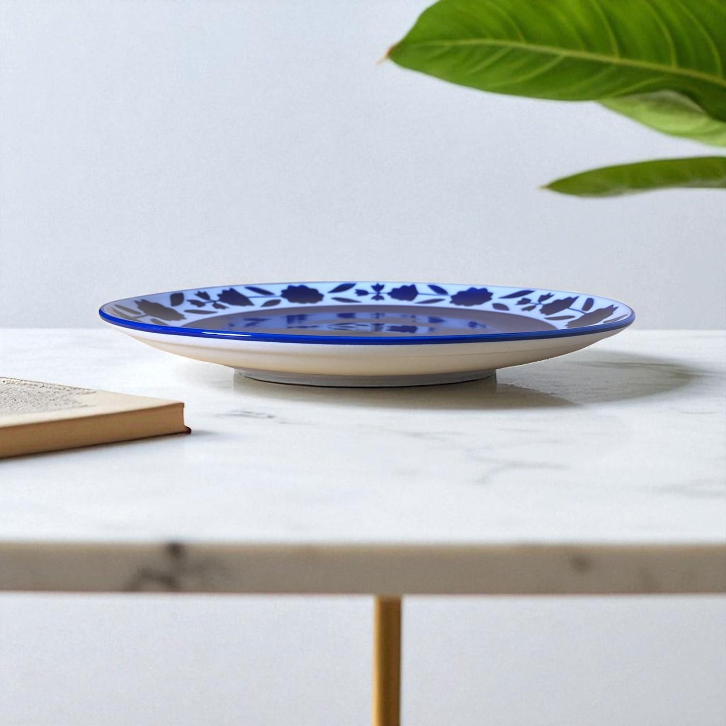 Floral Border Indigo Dinner Plate