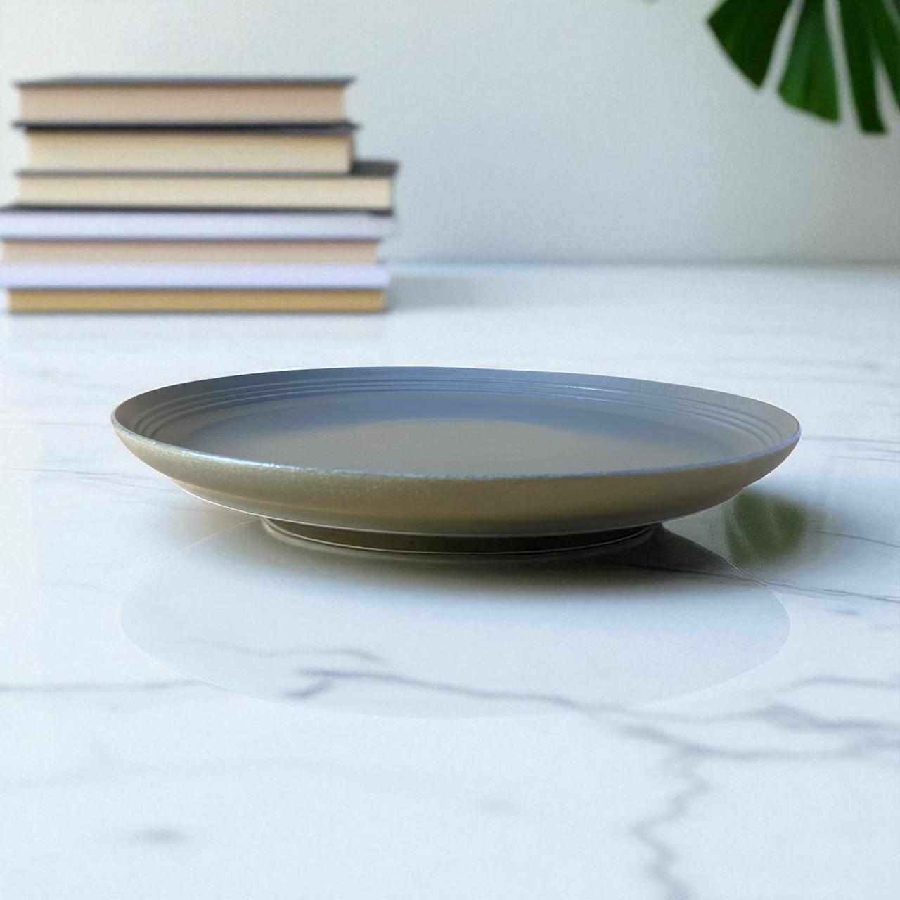 Olive Green Textured Dinner Plate