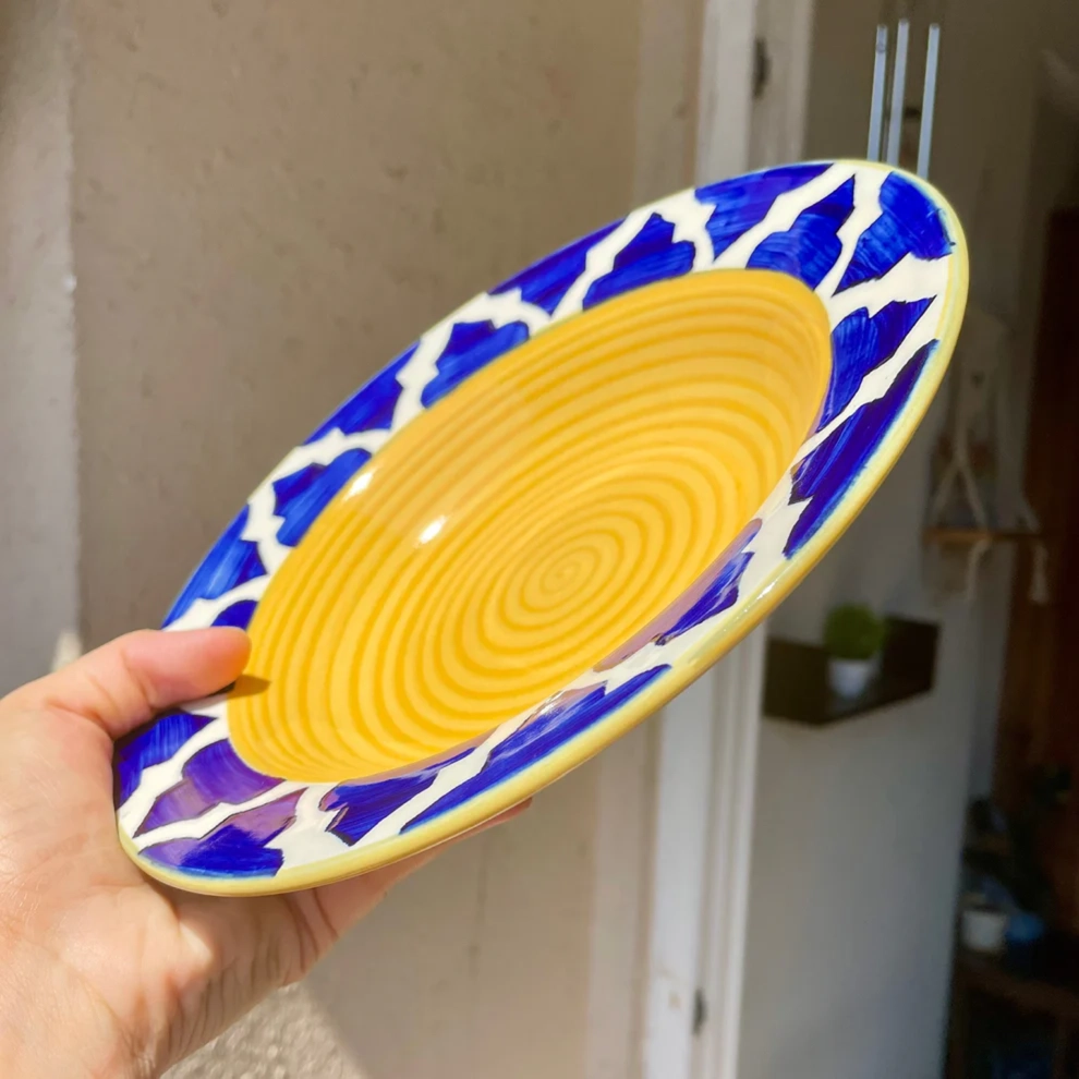Yellow Floral Border Pasta Plate