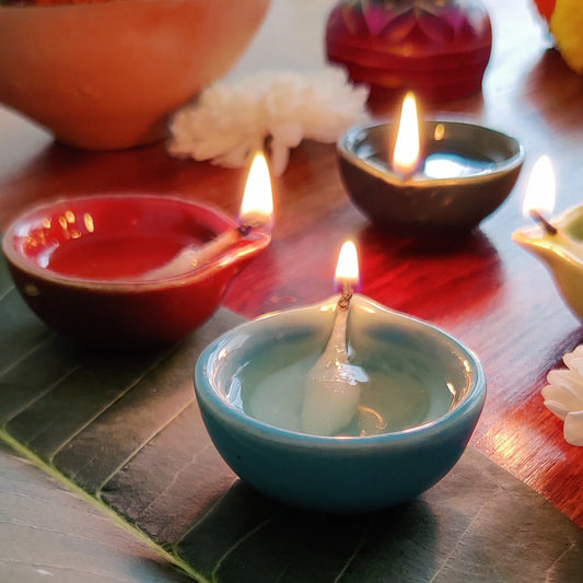 Set of six - Arteclay Ceramic Colorful Diya