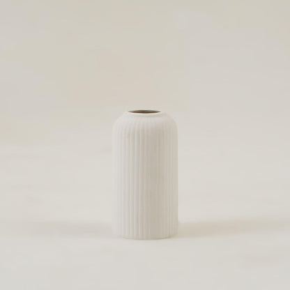 White Ribbed Textured Vase