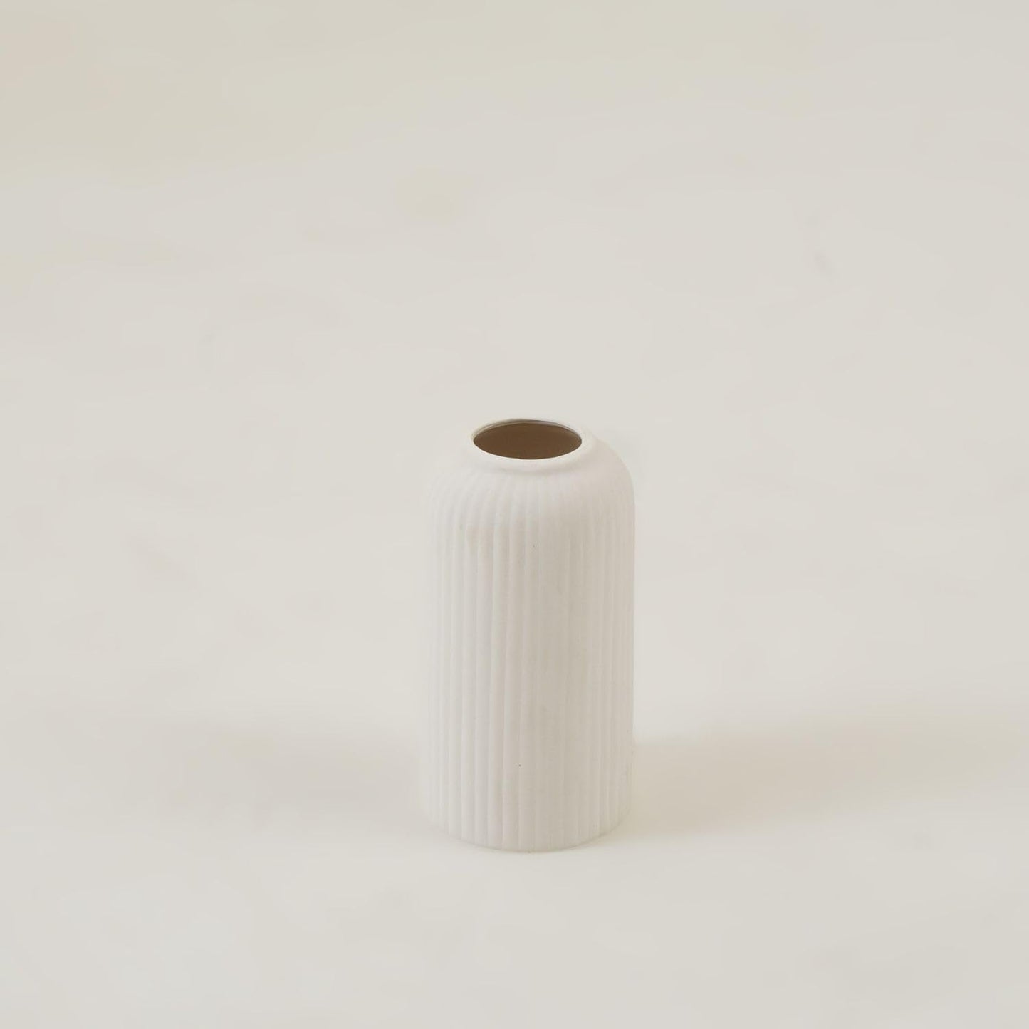 White Ribbed Textured Vase