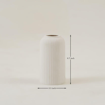 White Ribbed Textured Vase
