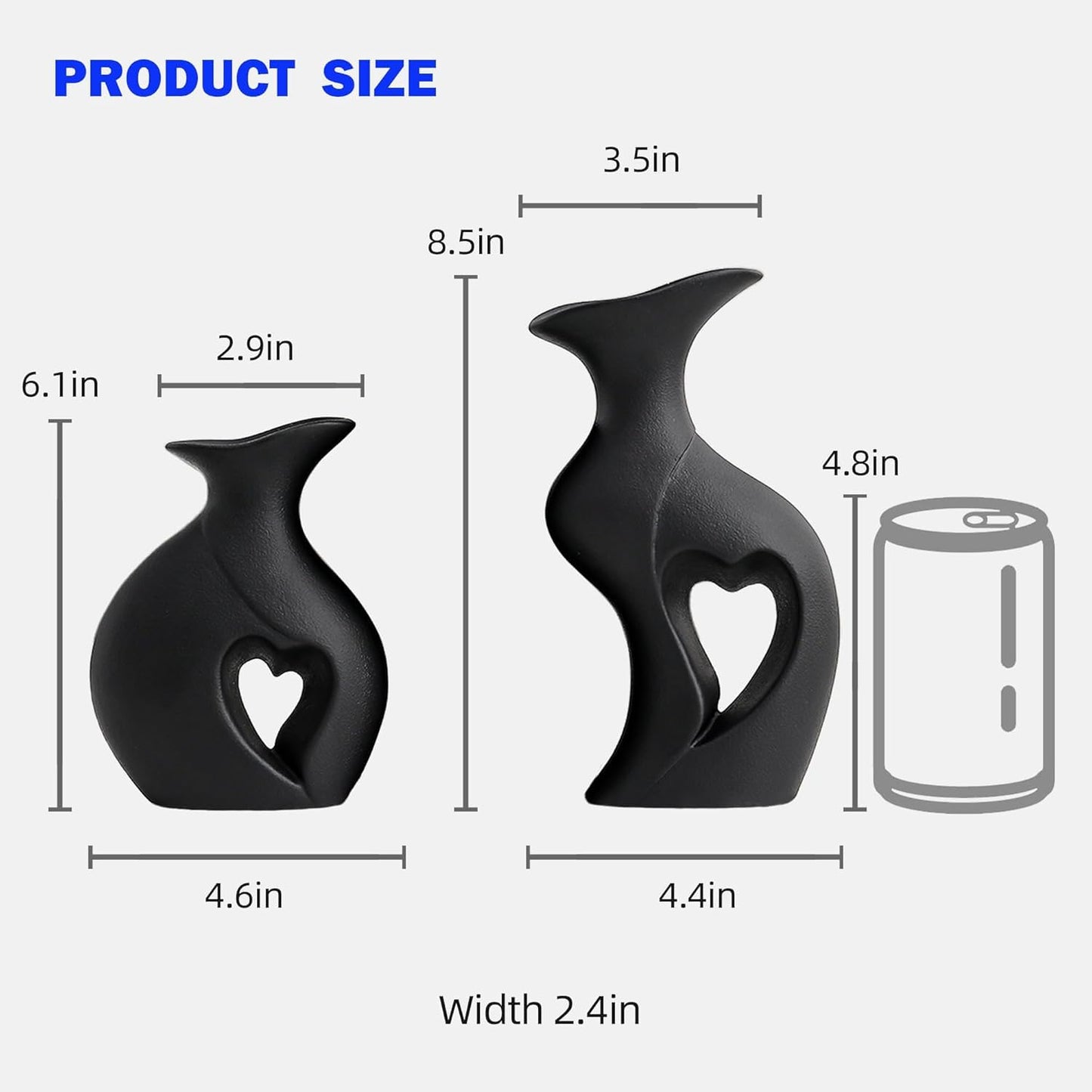 Heart Shaped Vase - Set of 2