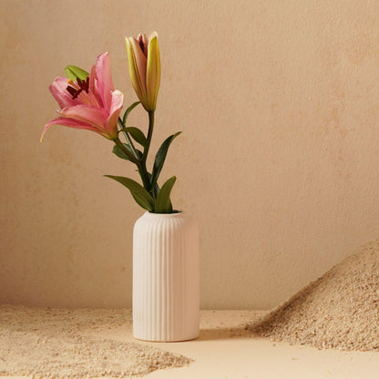 White Ribbed Textured Vase