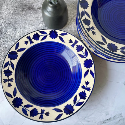 Blue Floral Border Pasta Plate