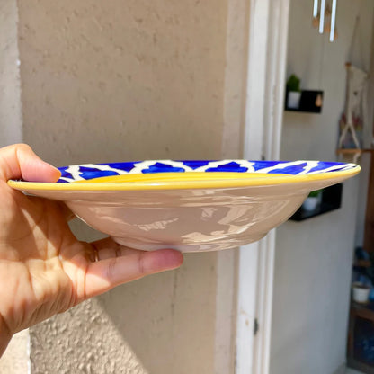 Yellow Floral Border Pasta Plate