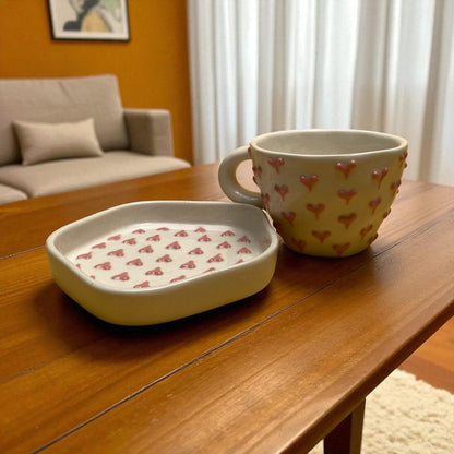 Sparkle Pink Heart Cup and Saucer