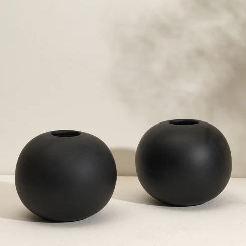 Black Round Vase