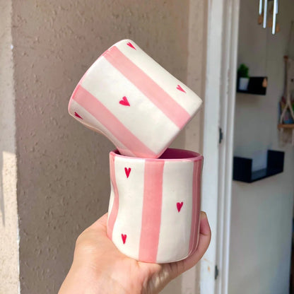 Red Stripes Mug Without Handle