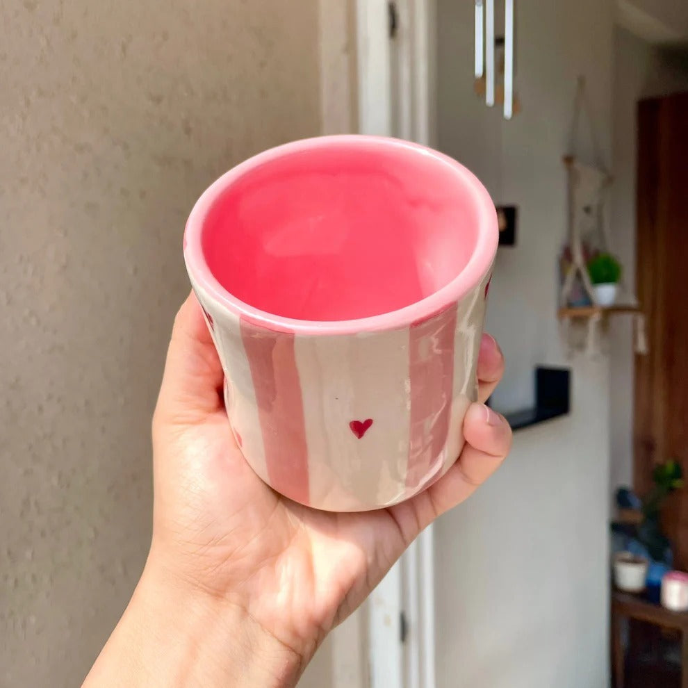Red Stripes Mug Without Handle