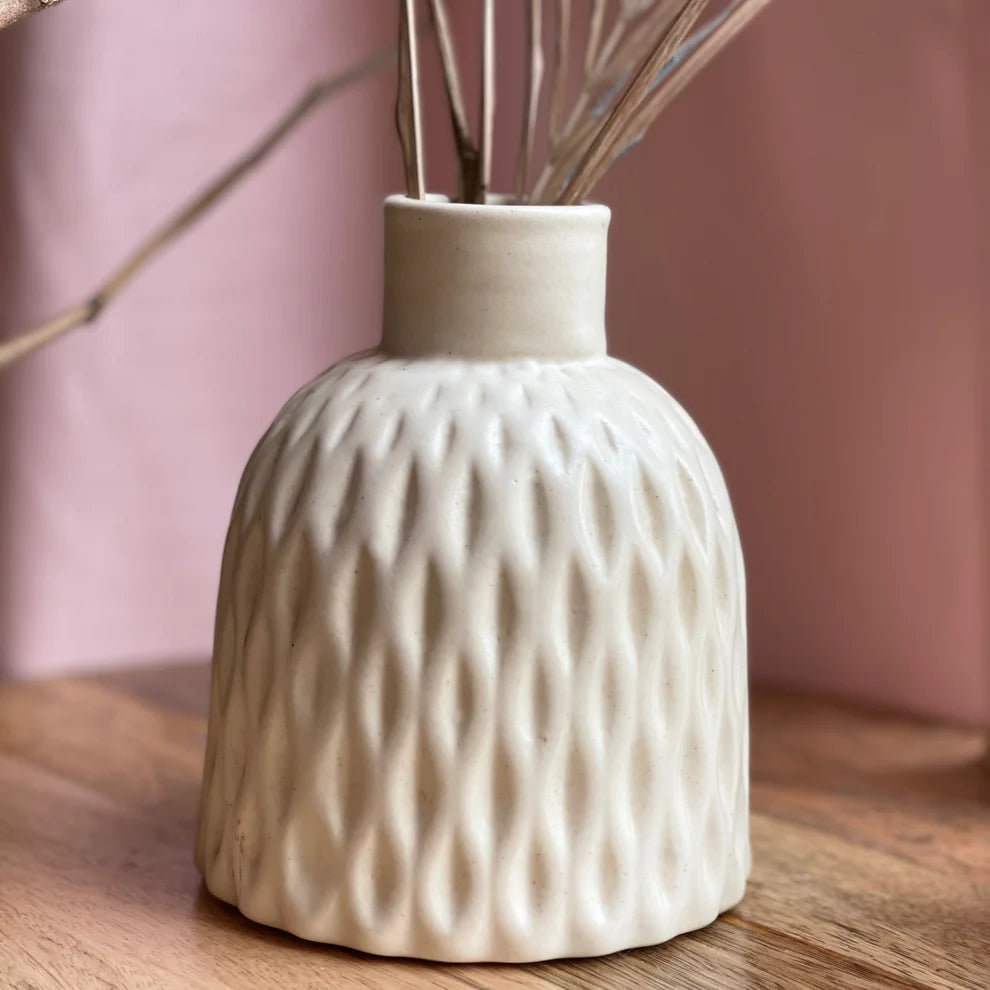 Textured White Vase