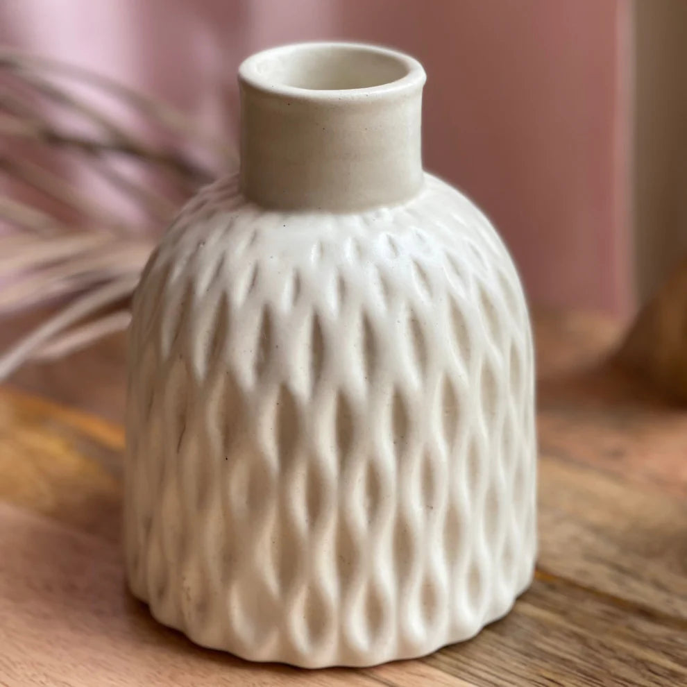 Textured White Vase