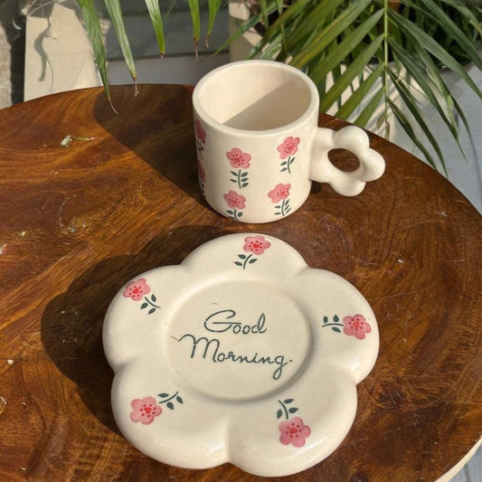 ARTECLAY Hand-Crafted Blossom Morning Cup With Saucer✨