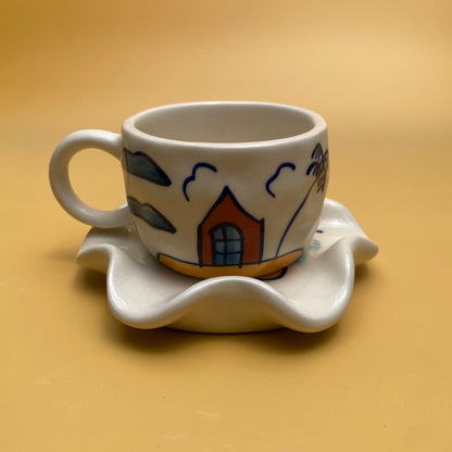 ARTECLAY Hand-Crafted Village Mug With Saucer✨