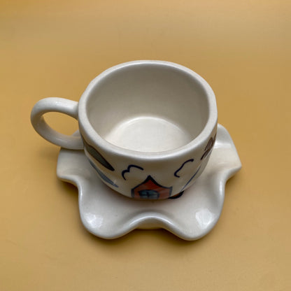 ARTECLAY Hand-Crafted Village Mug With Saucer✨