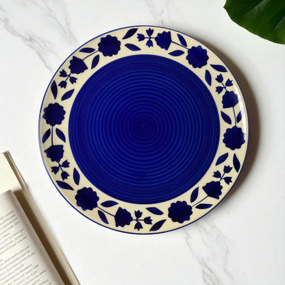 Floral Border Indigo Dinner Plate