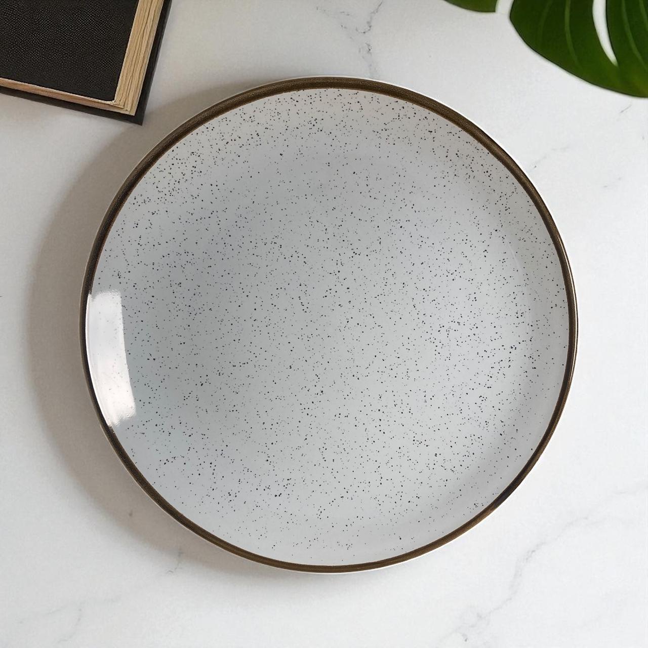 White Speckle Rim Dinner Plate