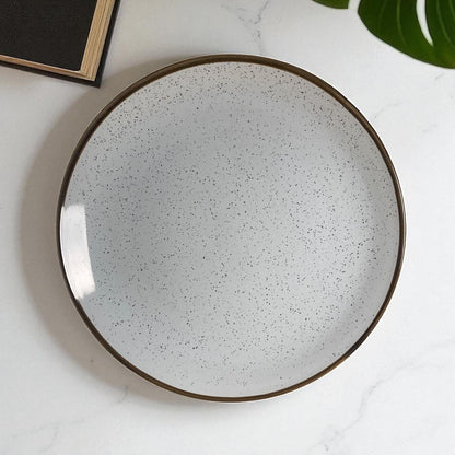White Speckle Rim Dinner Plate