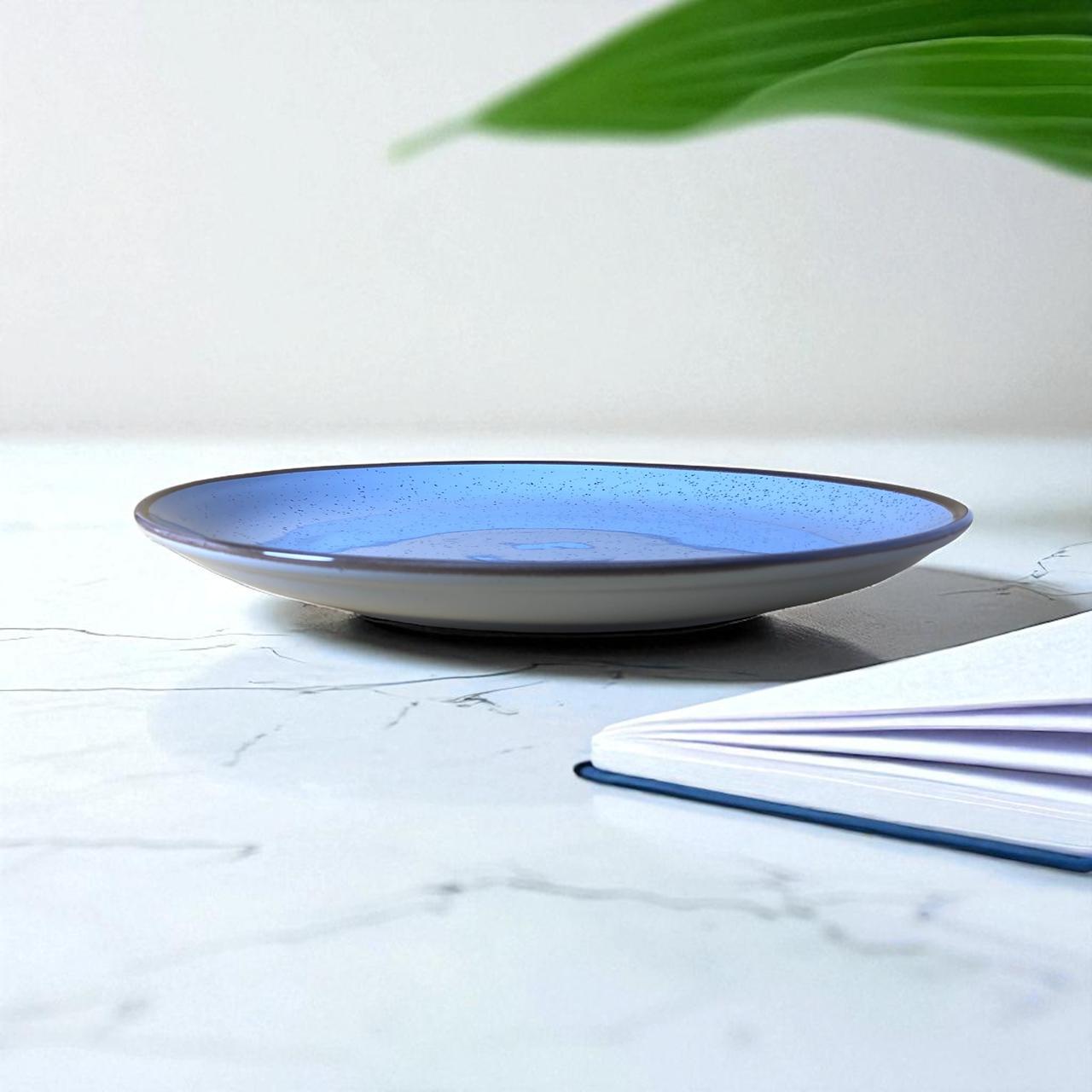 White Speckle Rim Dinner Plate