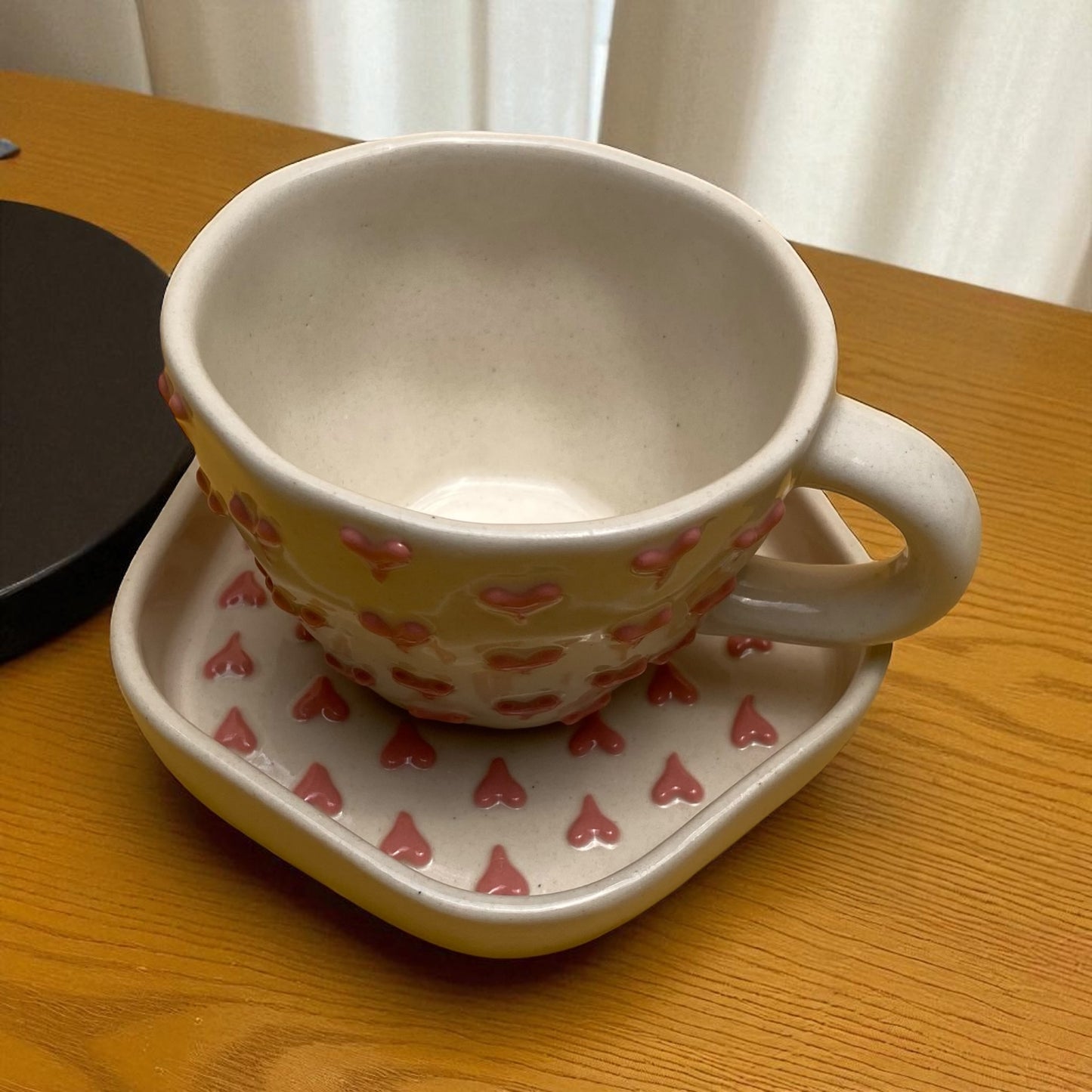 Sparkle Pink Heart Cup and Saucer