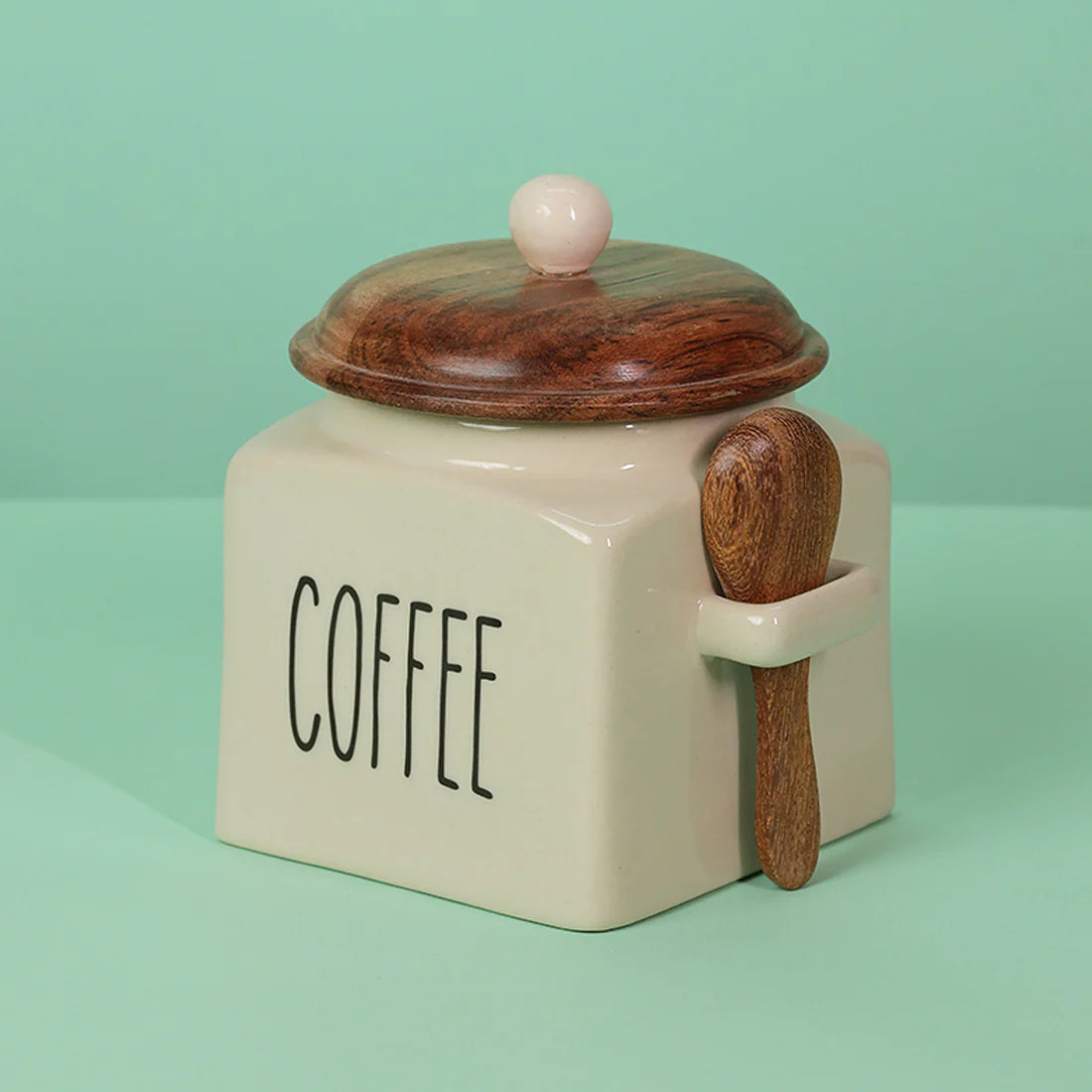 “COFFEE” Square Jar with Spoon