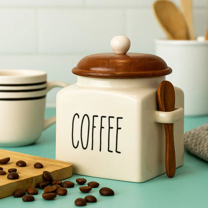 “COFFEE” Square Jar with Spoon