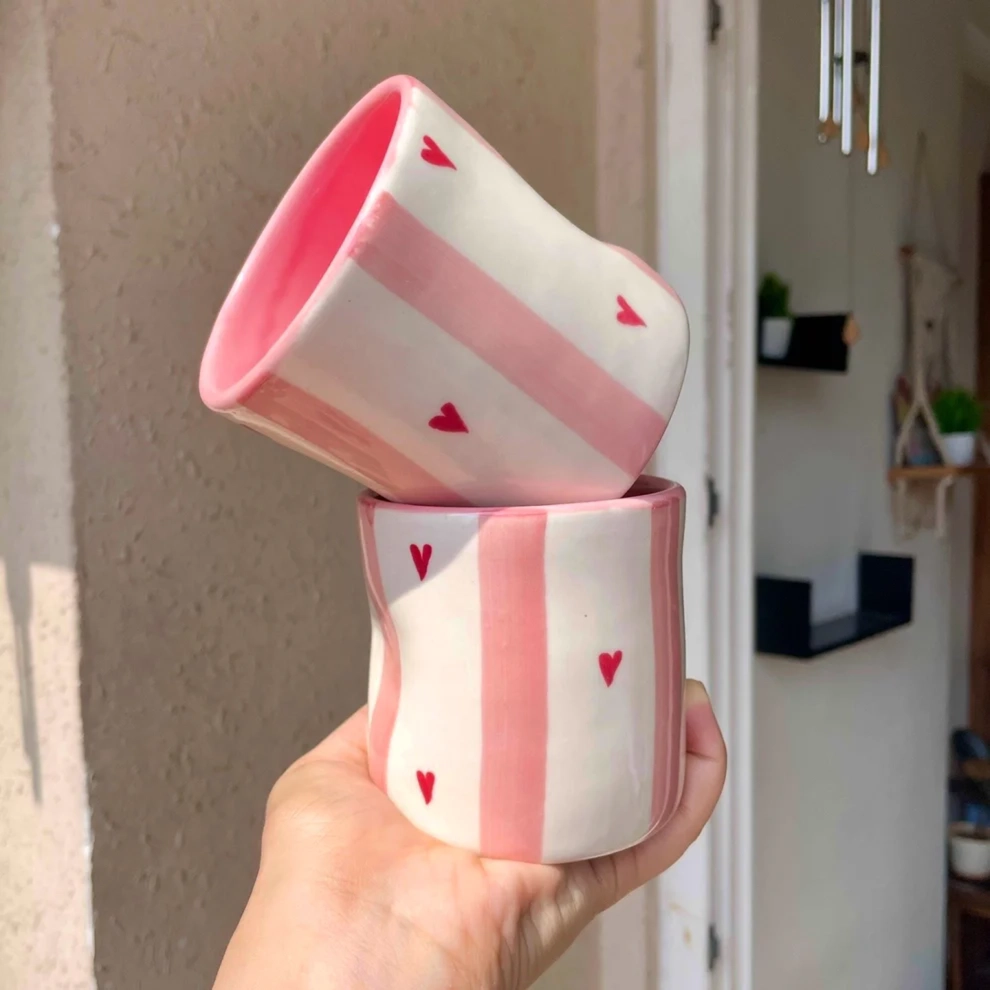 Red Stripes Mug Without Handle