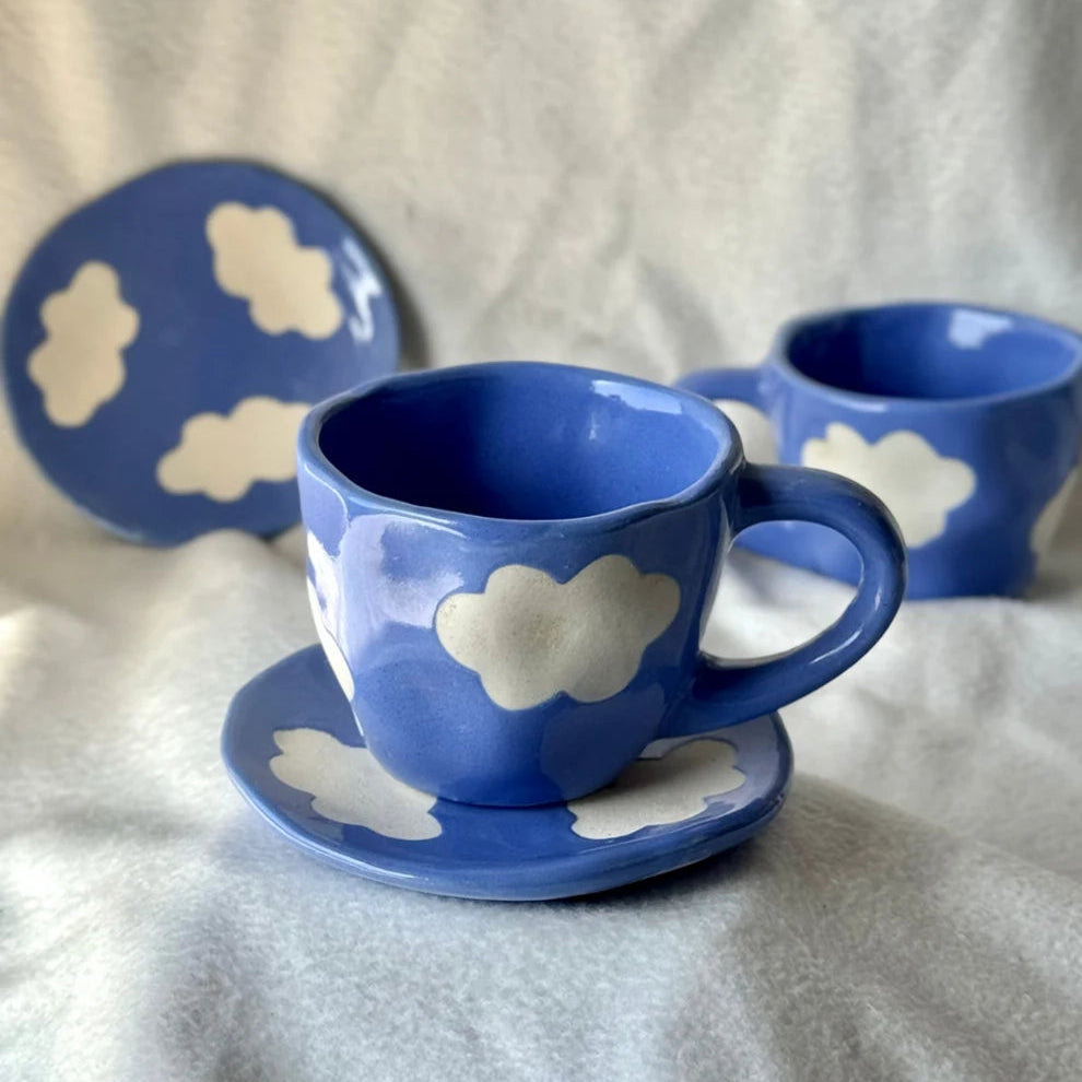 Cloudy Blue Cup & Saucer Set